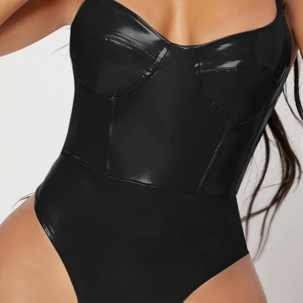 shiny black bodysuit size L